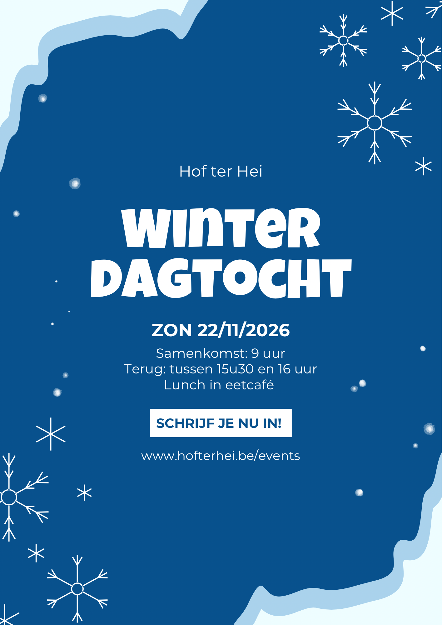 Blue and White Illustrative Winter Sake Flyer